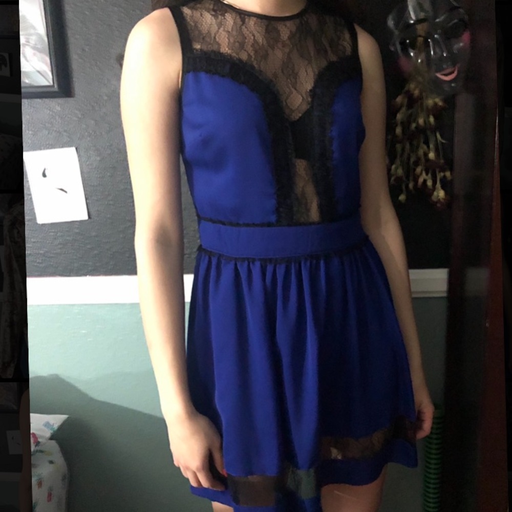 Silky blue lace dress light weight